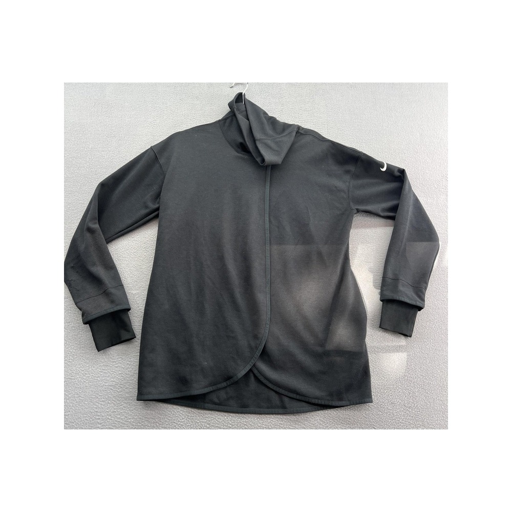 Nike Sweatshirt Women's XS Dri-FIT Wrap Front Black Funnel Neck Pullover